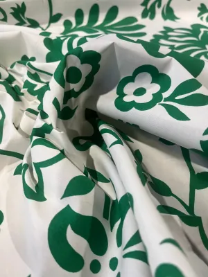 B01 Mattia poplin white/green flowers