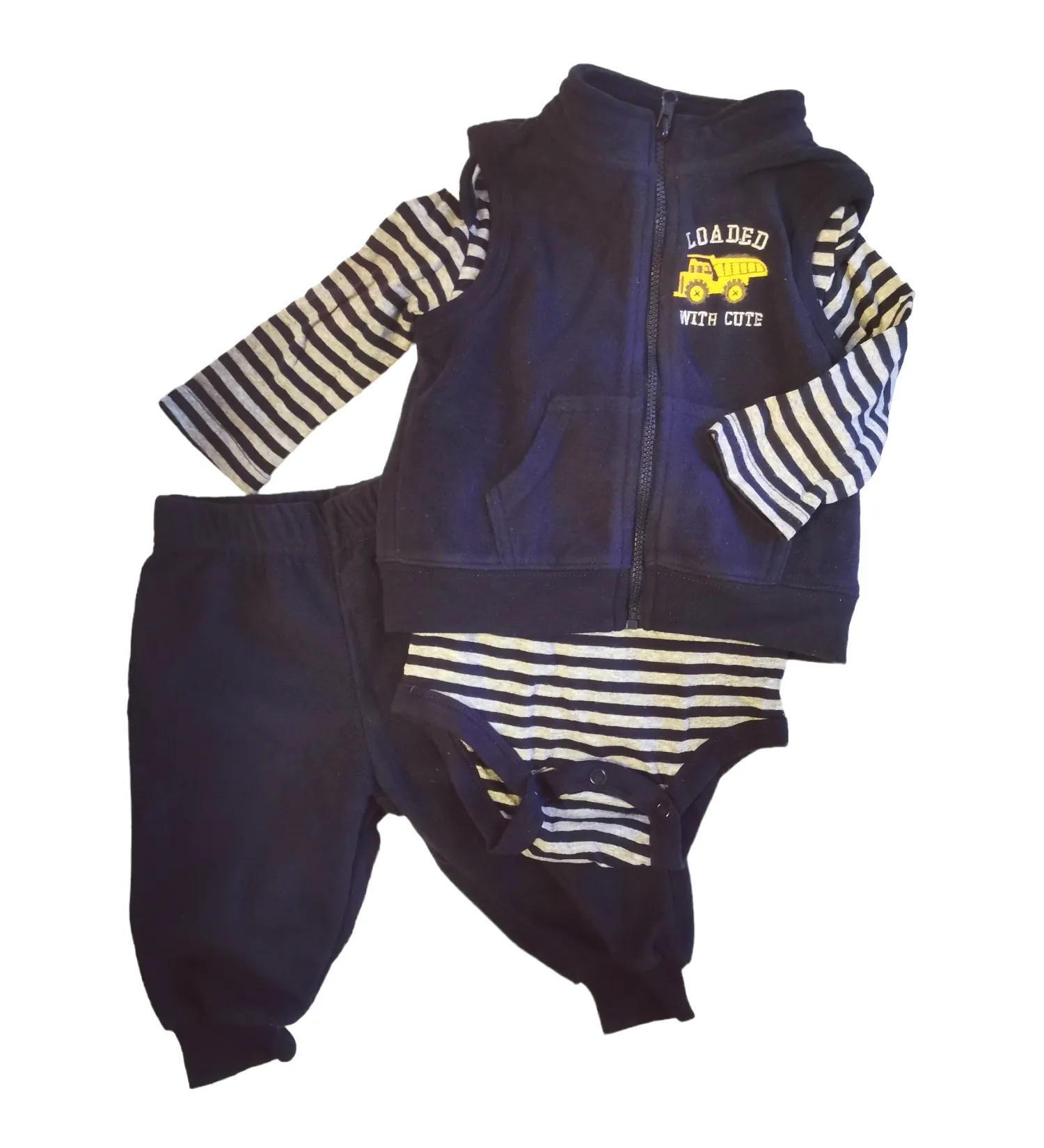 BABY BOY SIZE 3/6 MONTHS - GEORGE, 3 Piece Matching Fall Outfit, Fleece EUC B7