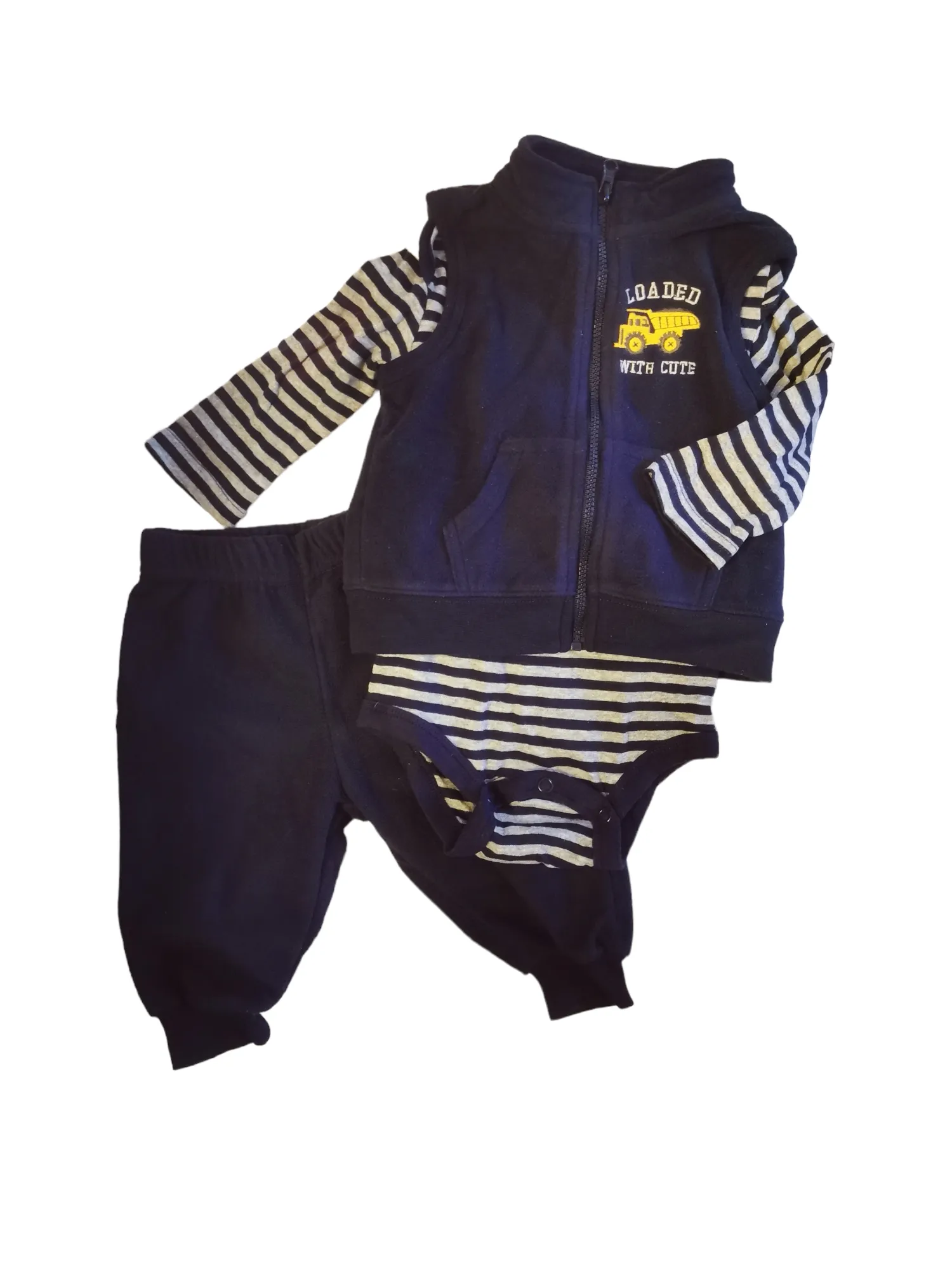 BABY BOY SIZE 3/6 MONTHS - GEORGE, 3 Piece Matching Fall Outfit, Fleece EUC B7