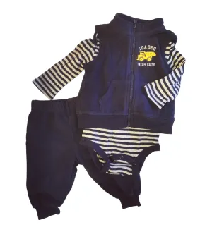 BABY BOY SIZE 3/6 MONTHS - GEORGE, 3 Piece Matching Fall Outfit, Fleece EUC B7