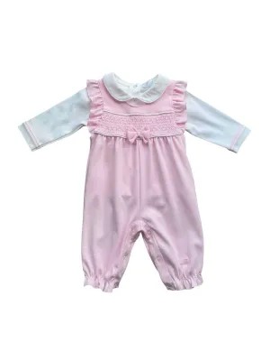 Baby Girls Pink Smocked Playsuit