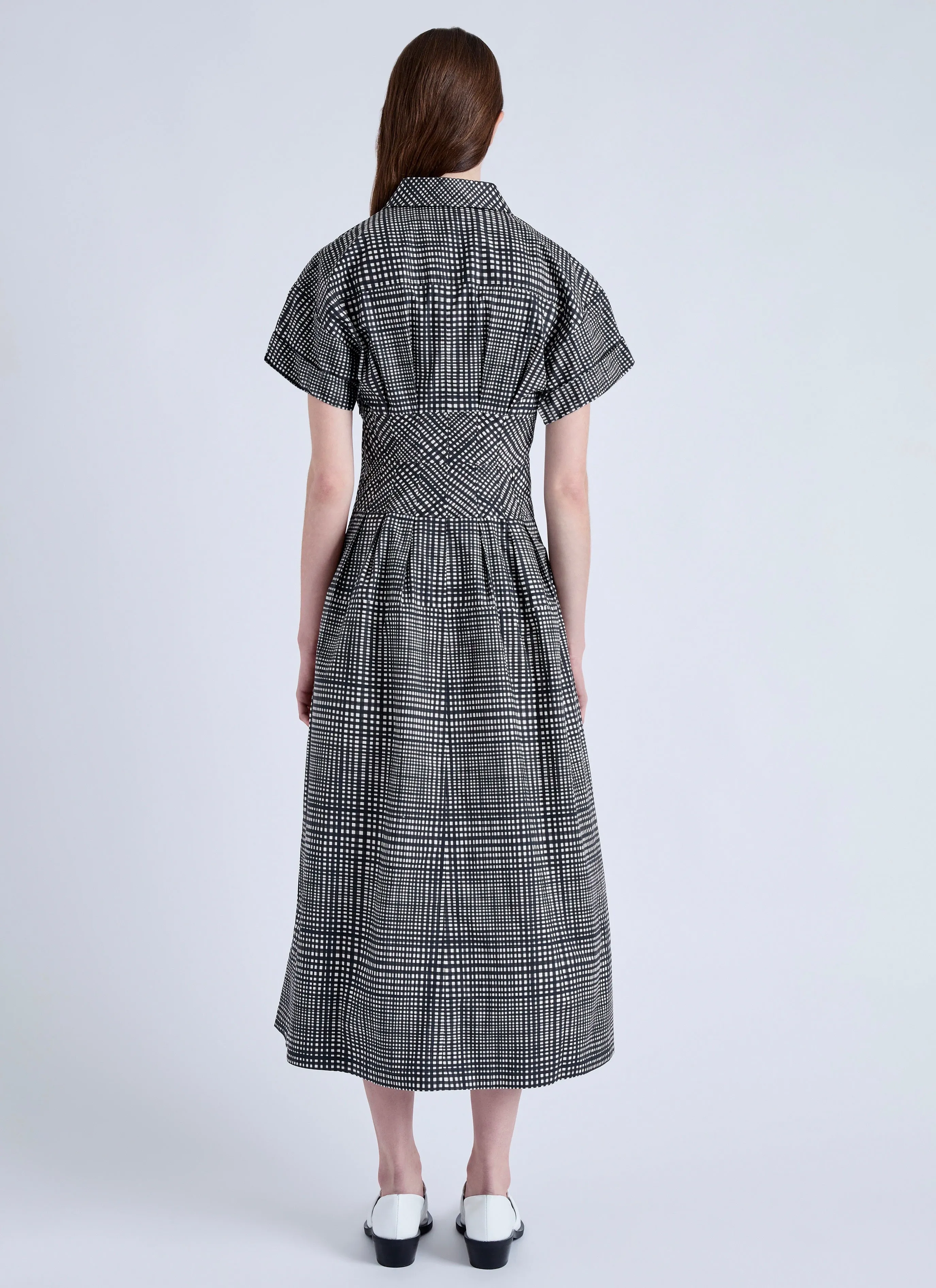 Balston Dress in Grid Poplin (Cream/Black)