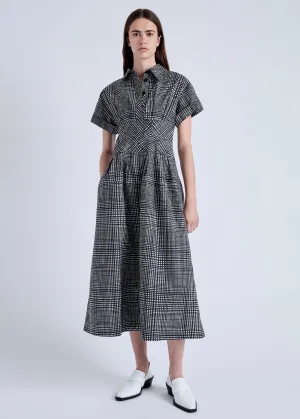 Balston Dress in Grid Poplin (Cream/Black)