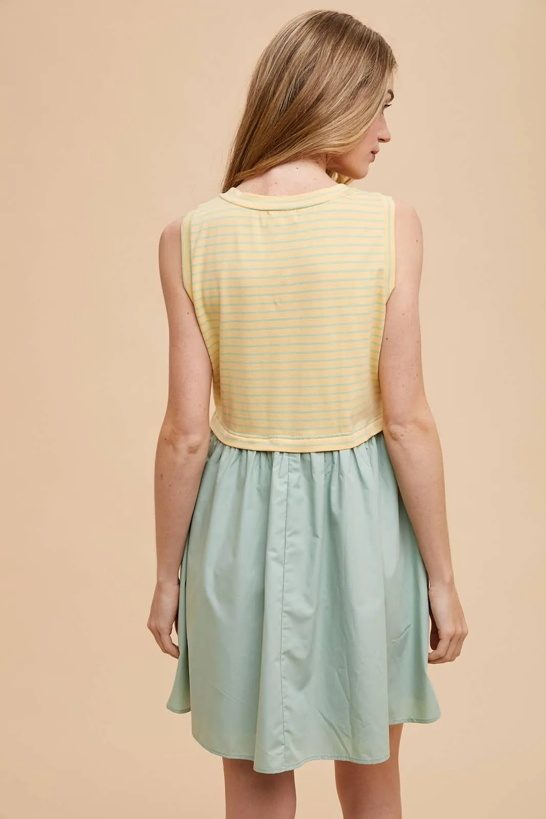 Banana Stripe Dress Mix Media