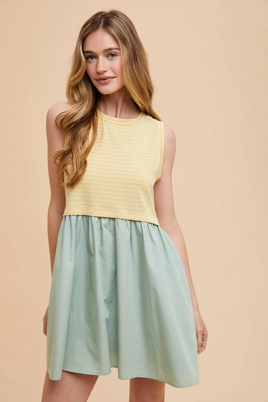Banana Stripe Dress Mix Media