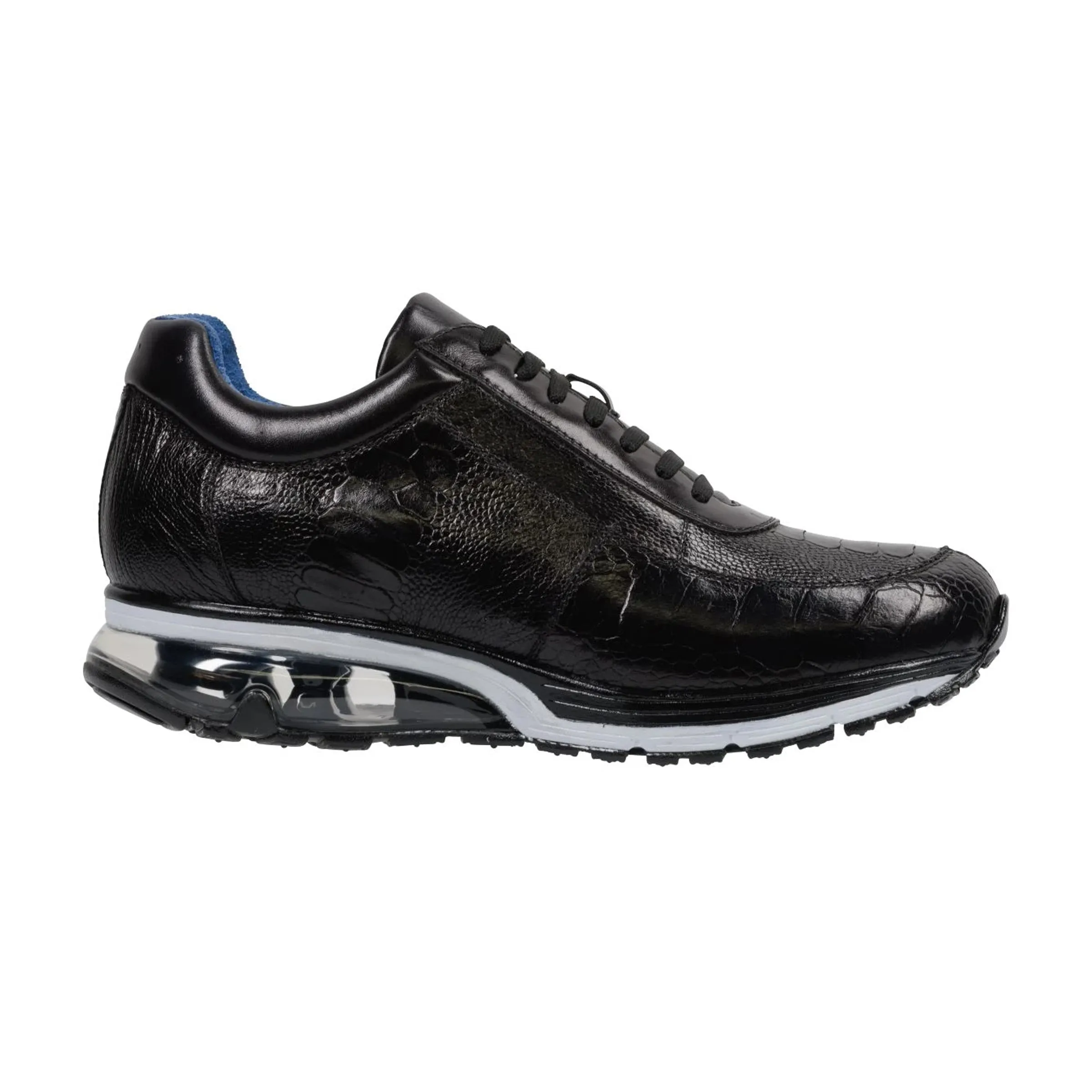 Belvedere Todd Men's Shoes Black Exotic Genuine Ostrich Casual Sneakers