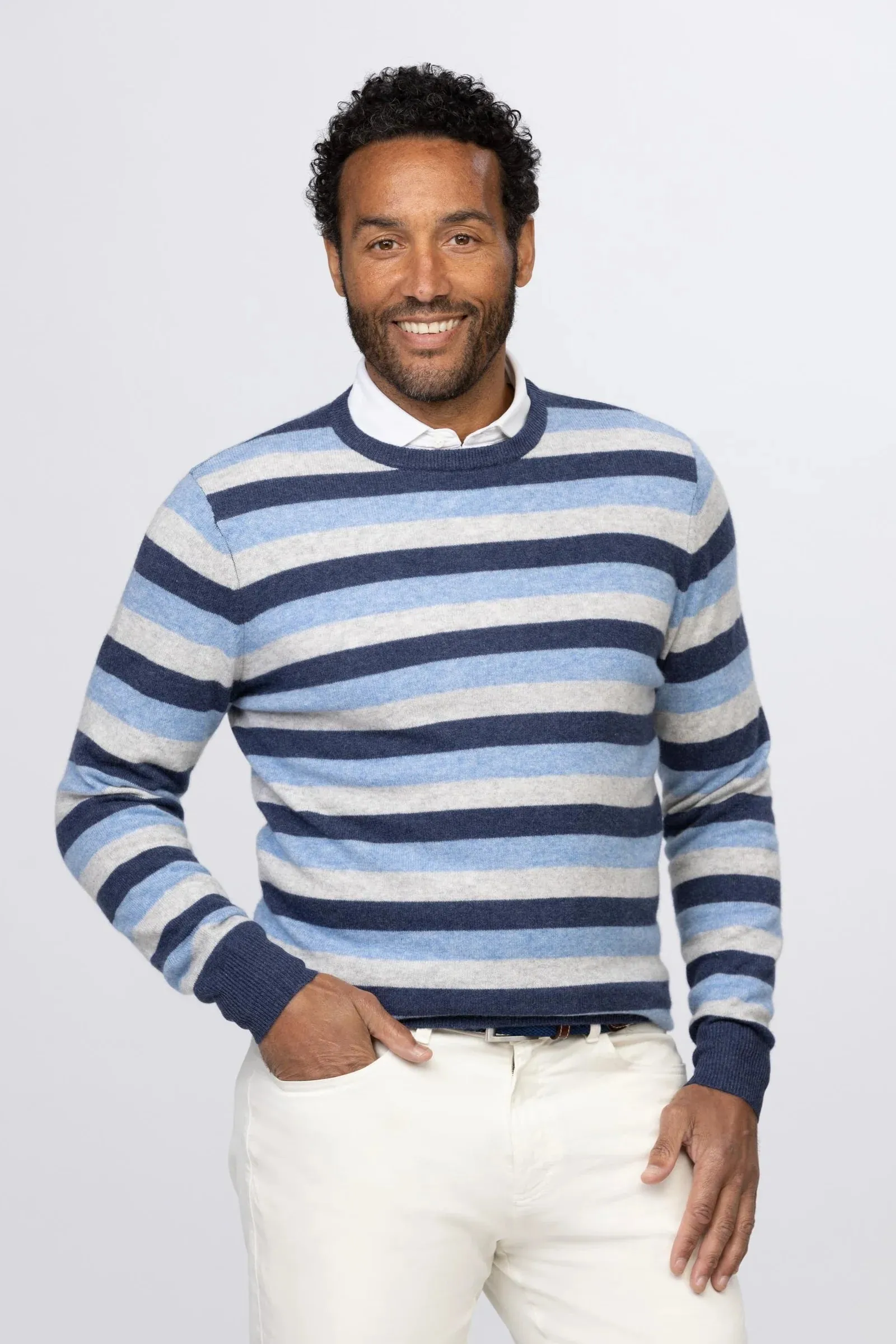 Bishop Stripe Cashmere Crewneck