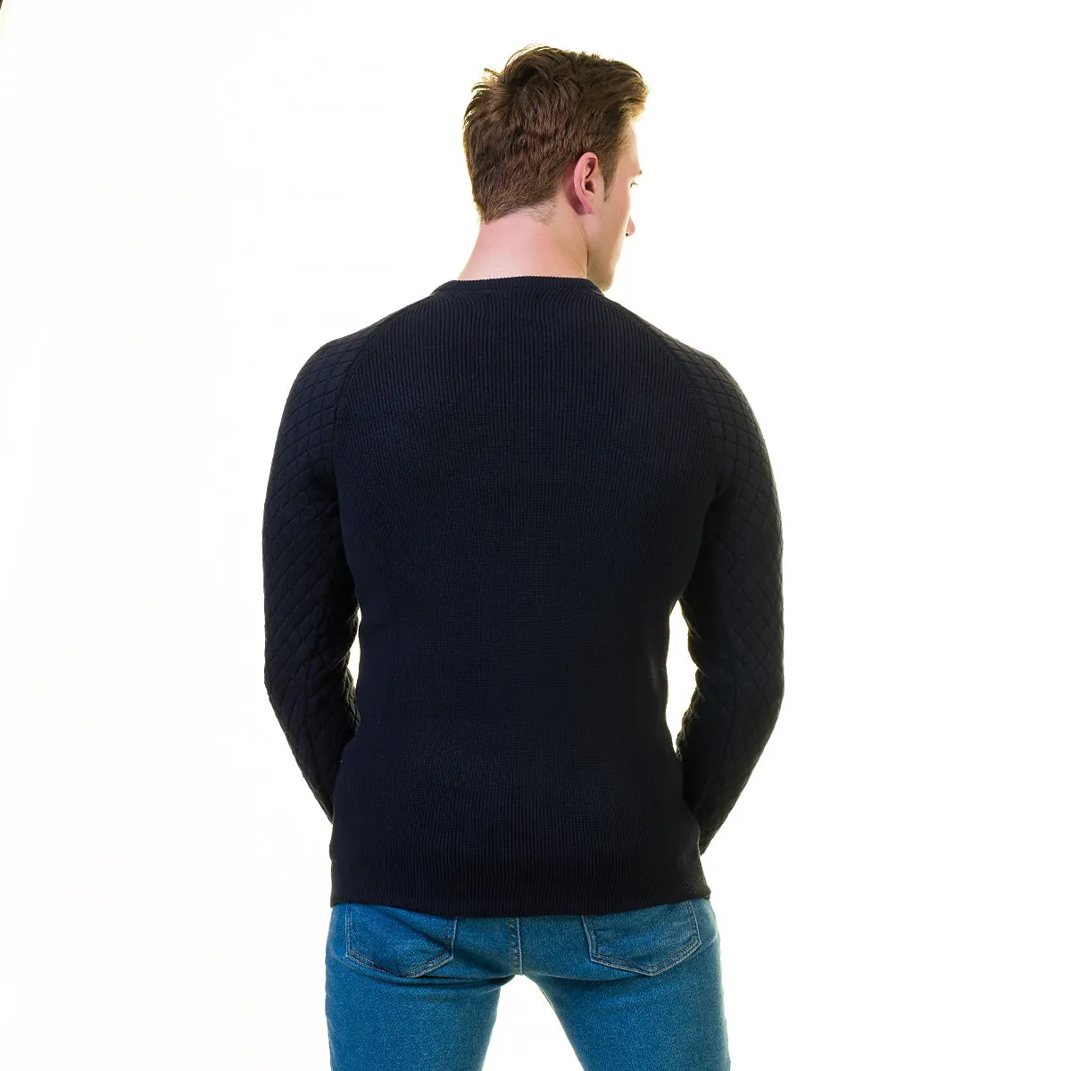 Black Check European Wool Luxury Zippered With Sweater Jacket Warm Winter Tailor Fit