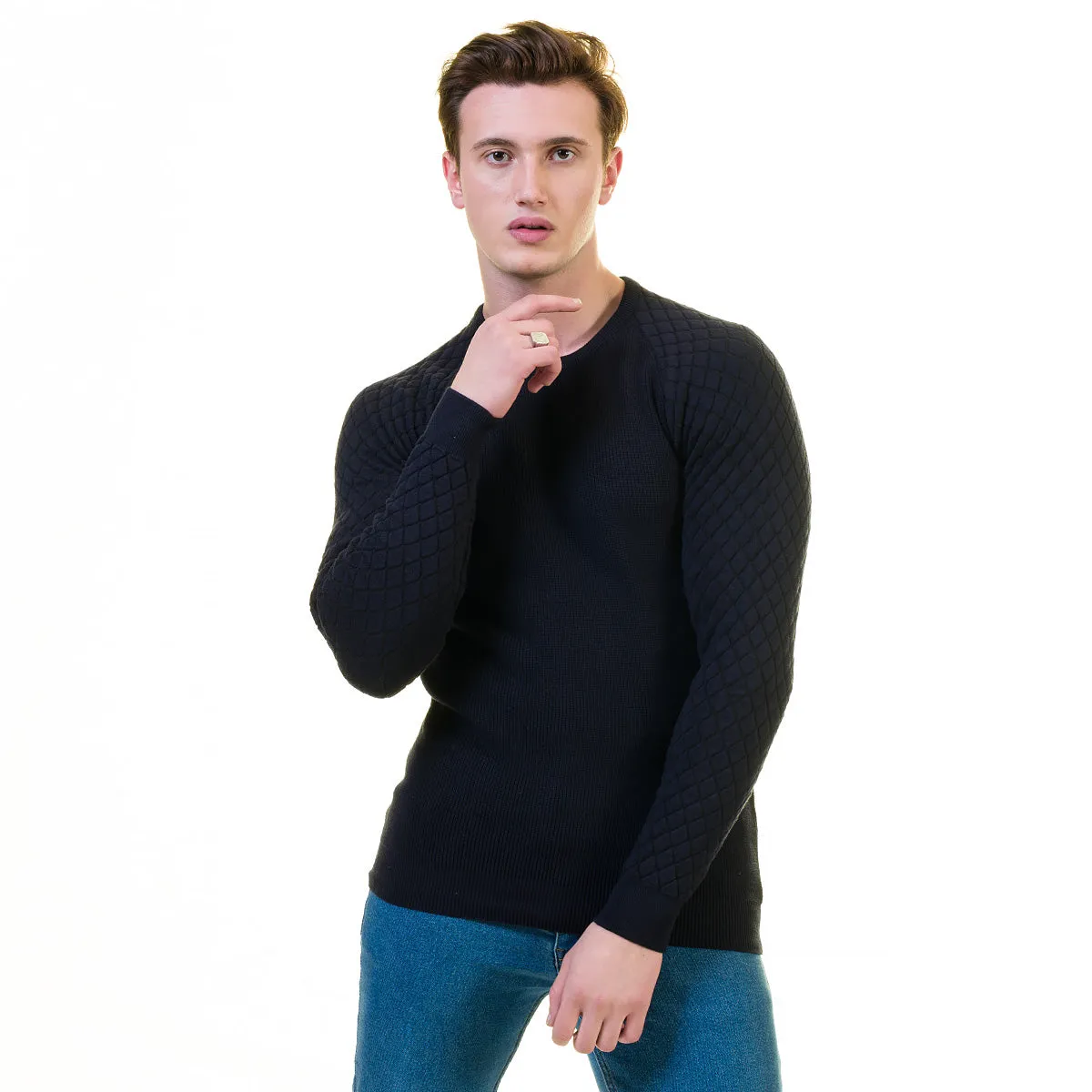 Black Check European Wool Luxury Zippered With Sweater Jacket Warm Winter Tailor Fit