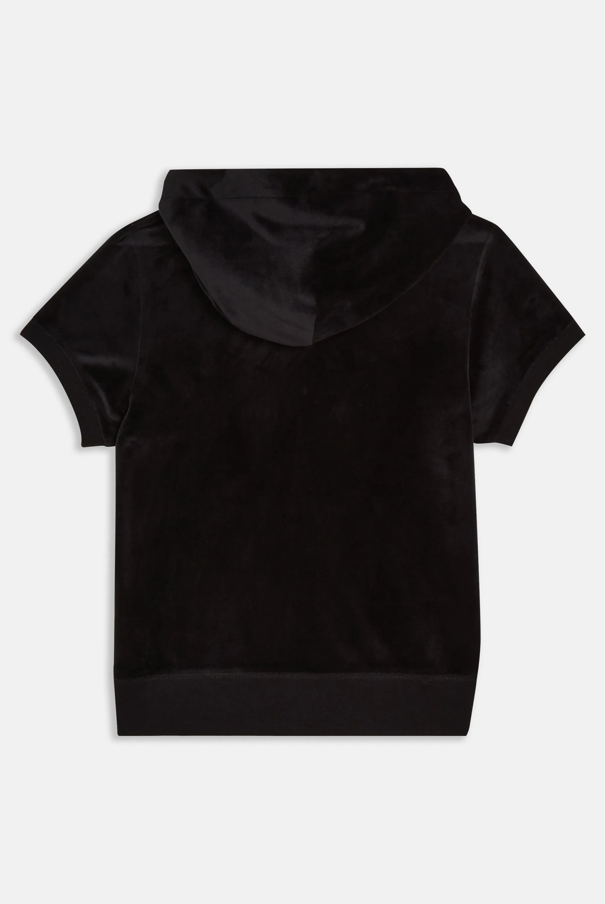 BLACK CLASSIC VELOUR SHORT SLEEVE HOODIE