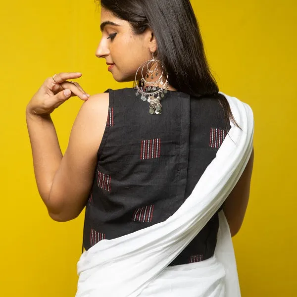 Black Cotton Sleeveless Cropped Blouse