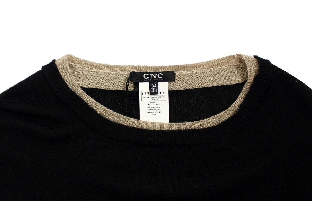 Black crewneck wool sweater