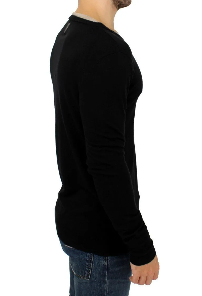 Black crewneck wool sweater