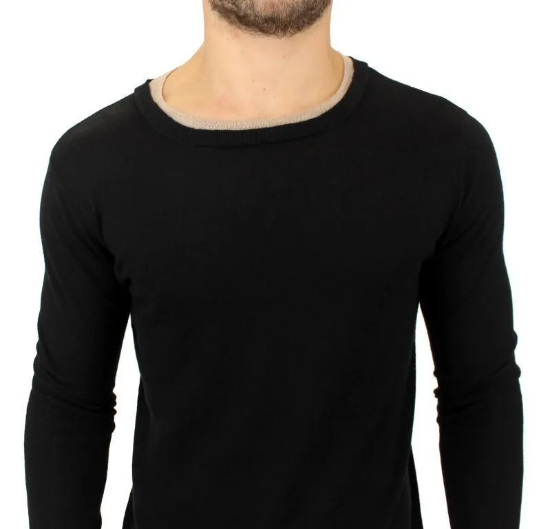 Black crewneck wool sweater