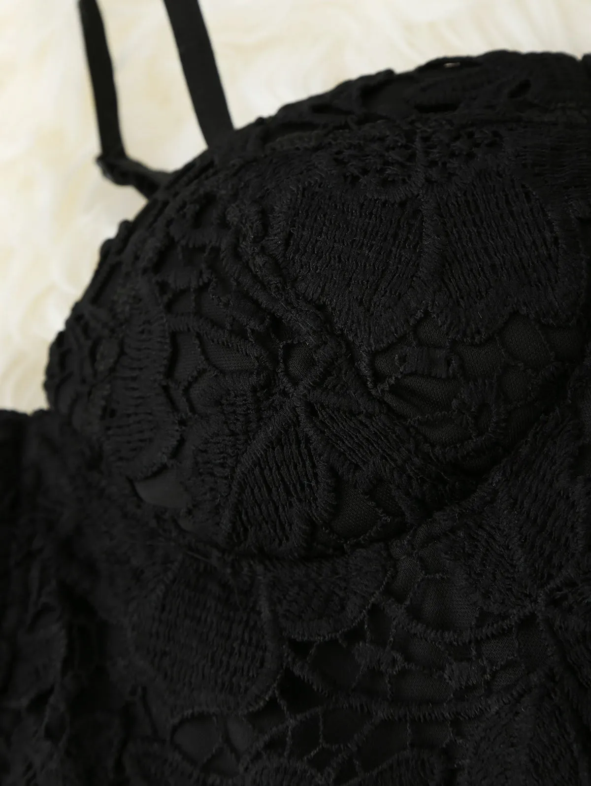 Black Cropped Lace Tank Top