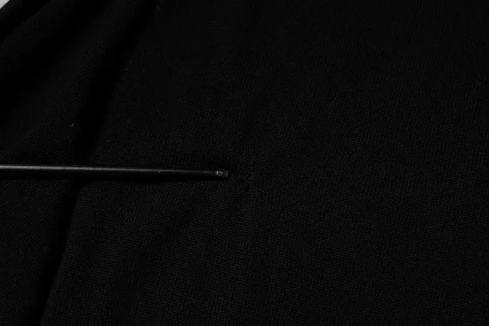 Black Logo Wool Crew Neck Pullover Sweater