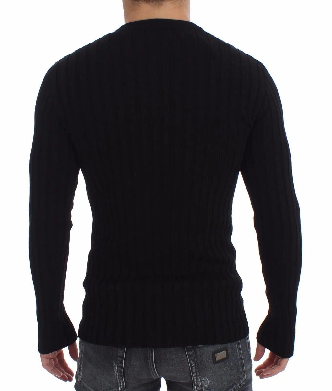 Black Silk Stretch Cardigan Sweater