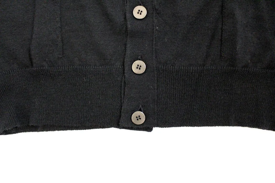Black wool cardigan sweater