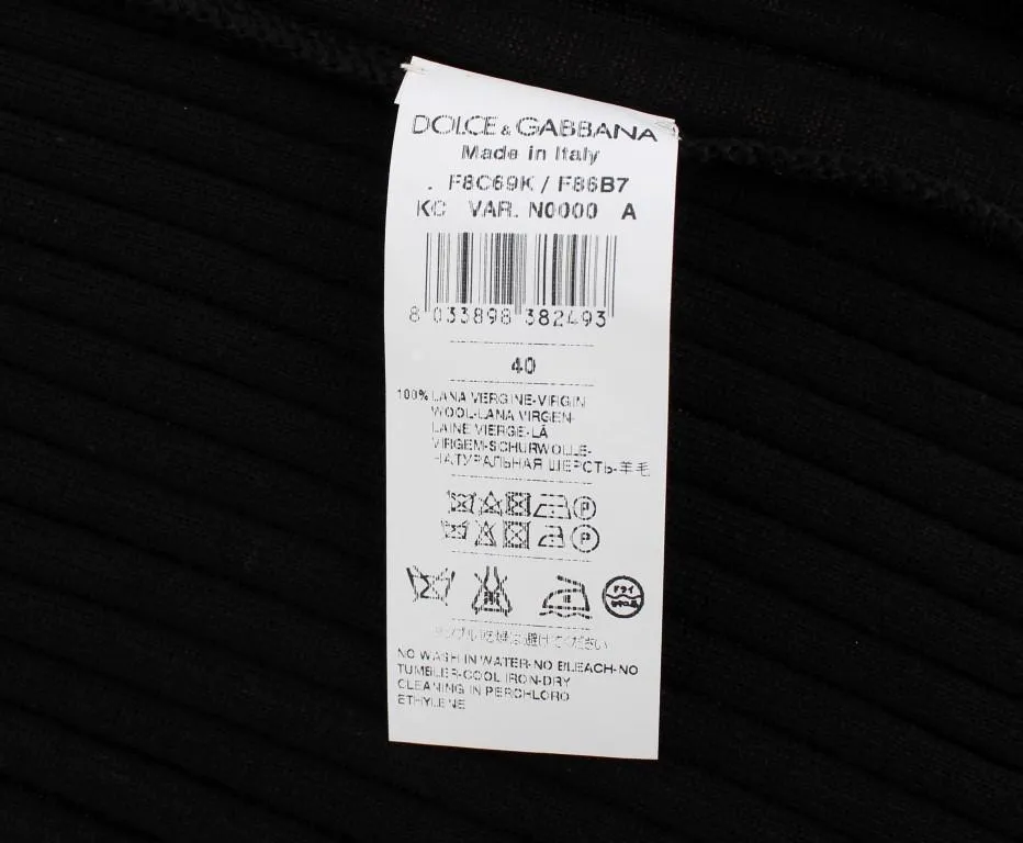 Black Wool Long Button Cardigan Sweater