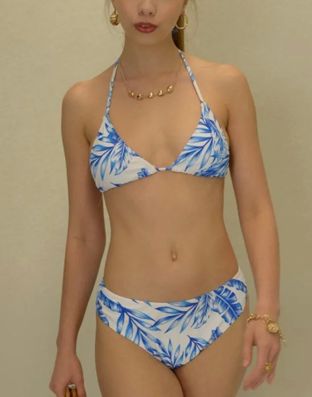 Blue Bikini Romper Coverup 3 Piece Set