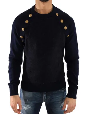 Blue Brocade Pullover Sweater