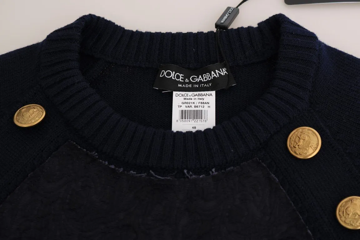 Blue Brocade Pullover Sweater