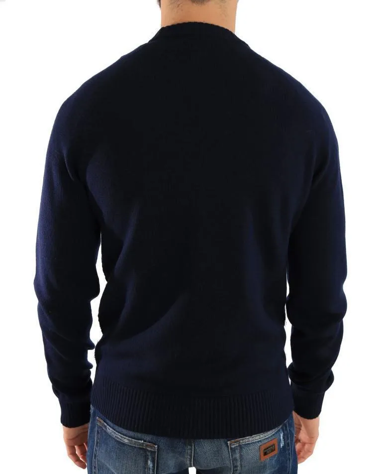 Blue Brocade Pullover Sweater