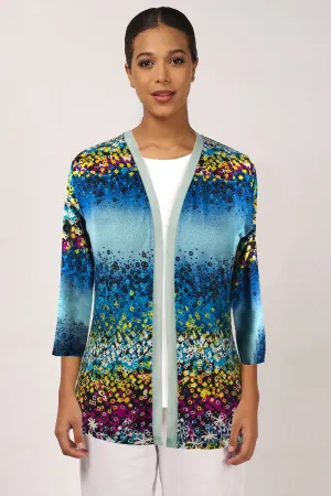 Blue Floral Silk Cardigan