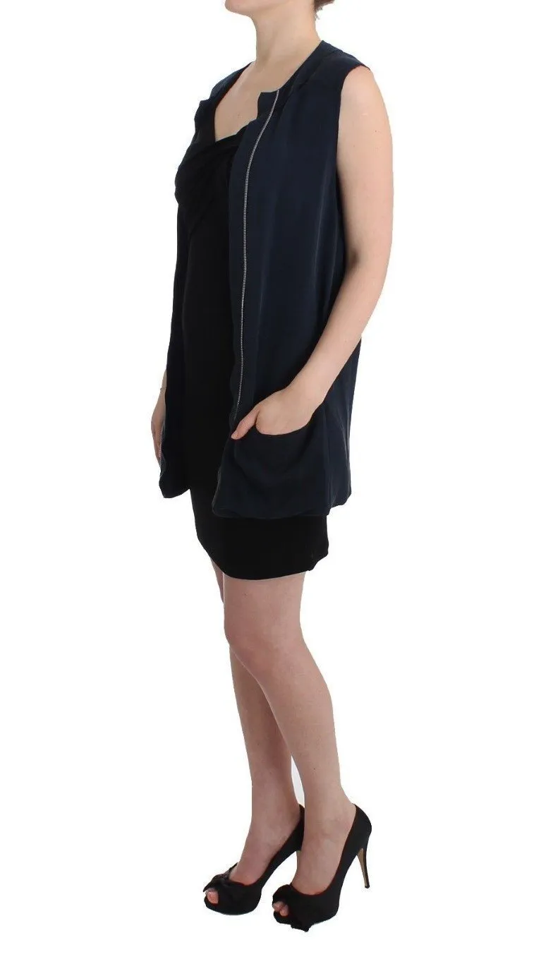 Blue long vest cardigan