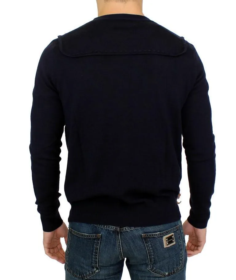 Blue wool cardigan sweater