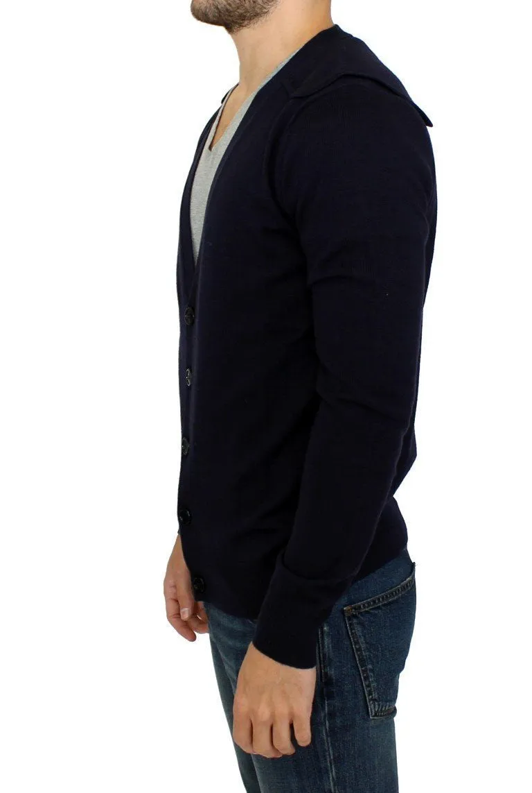 Blue wool cardigan sweater