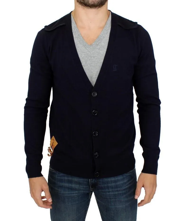 Blue wool cardigan sweater