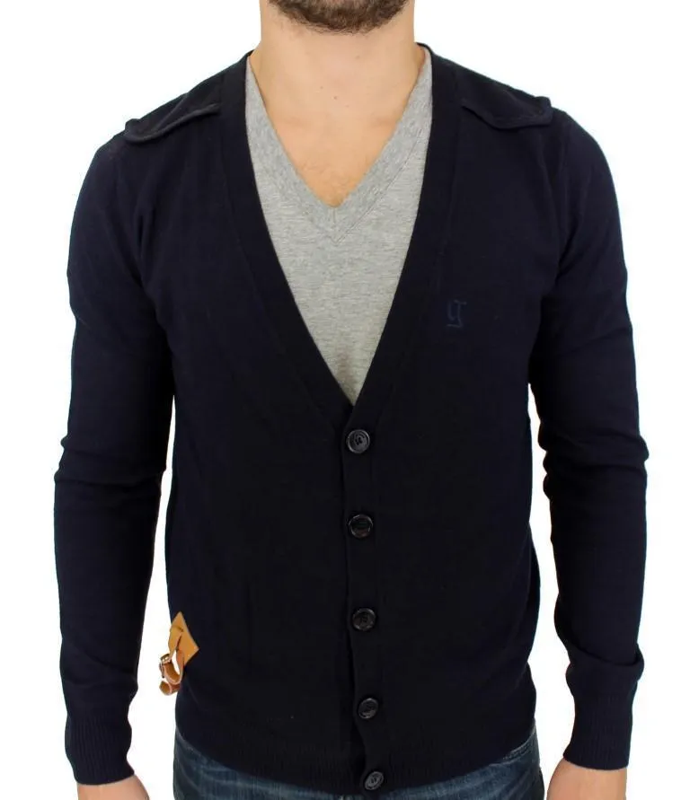 Blue wool cardigan sweater