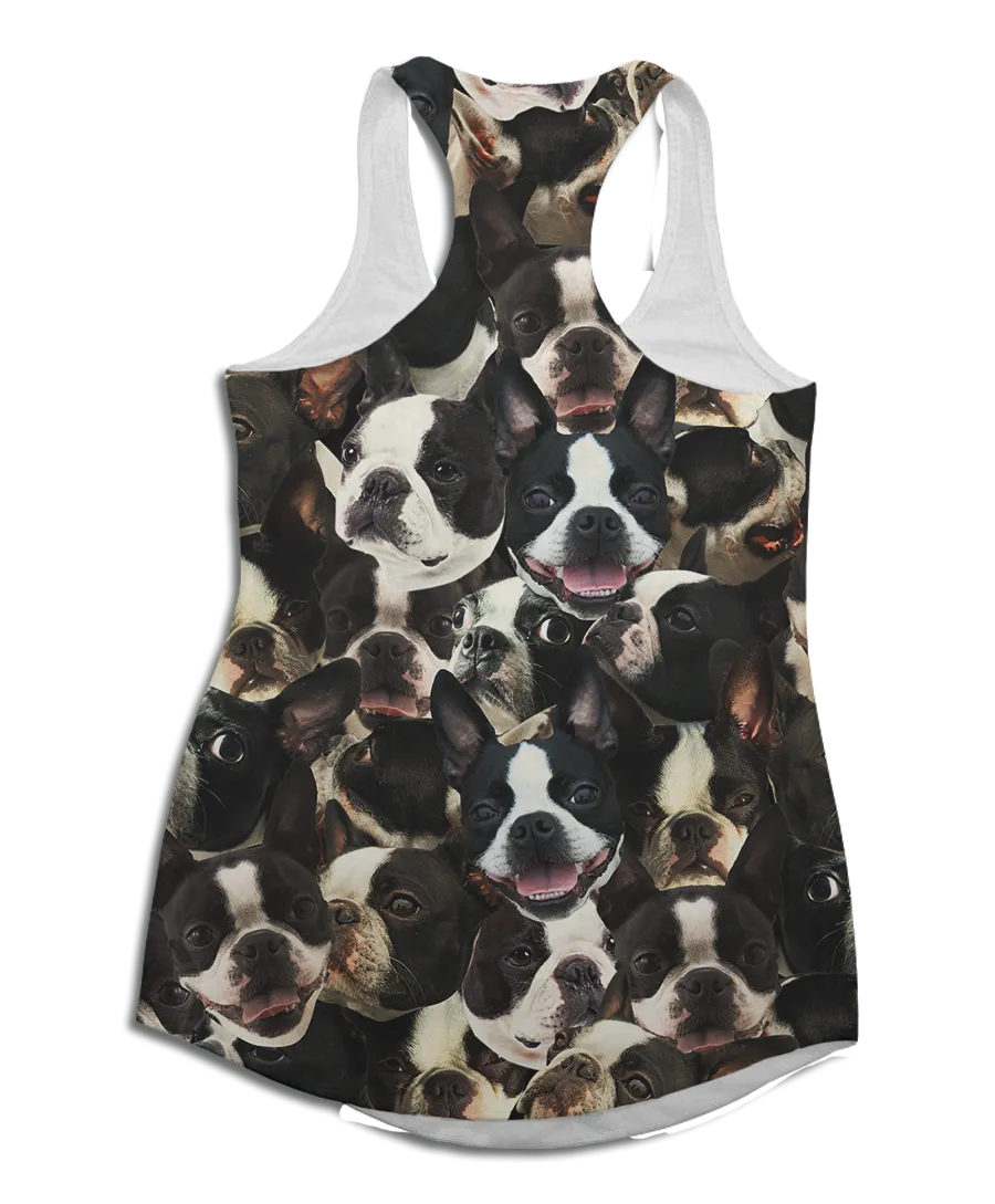 Bostons on Bostons on Bostons Racerback Tank Top