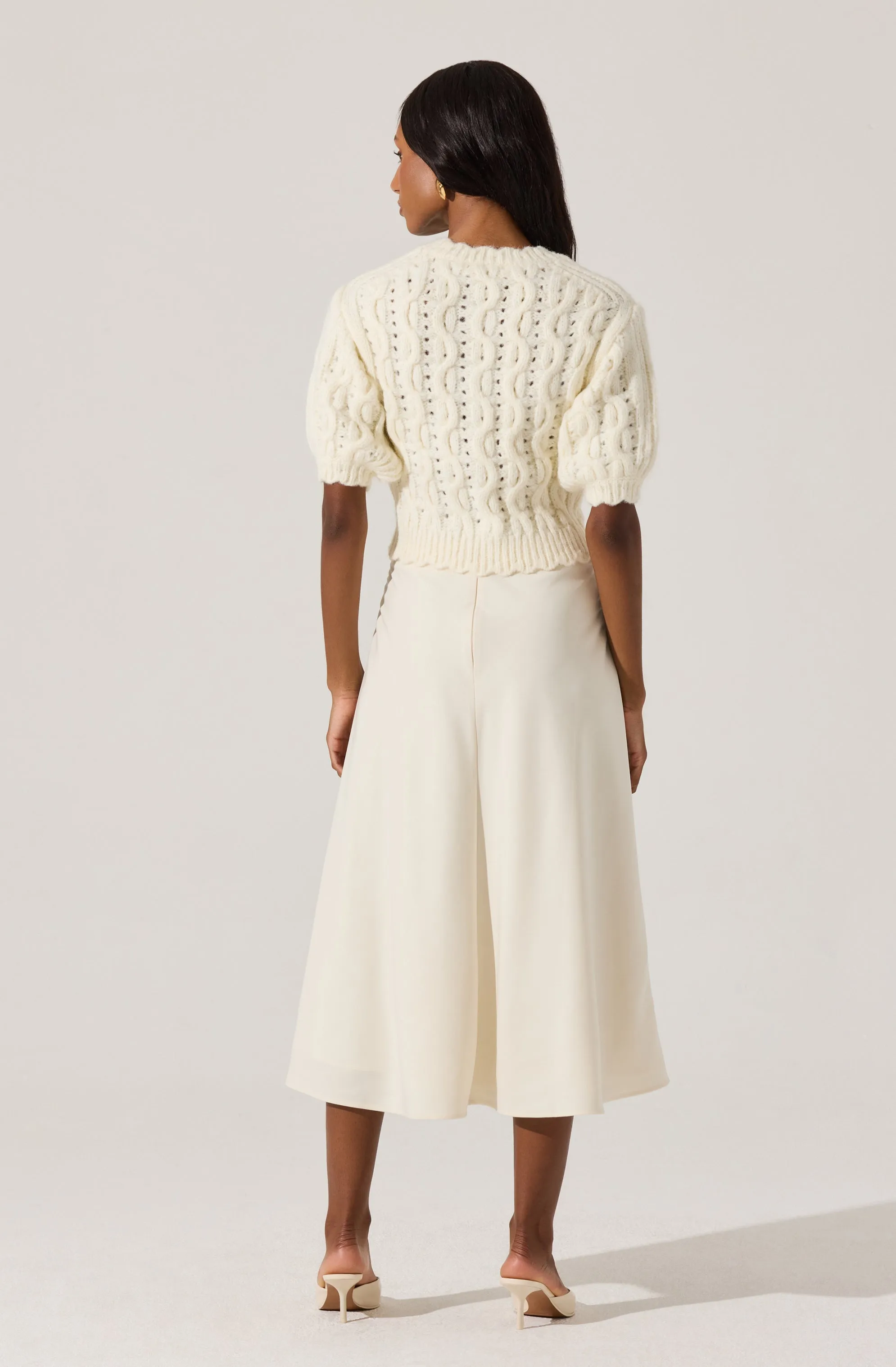 Bow Detail Cable Knit Cardigan