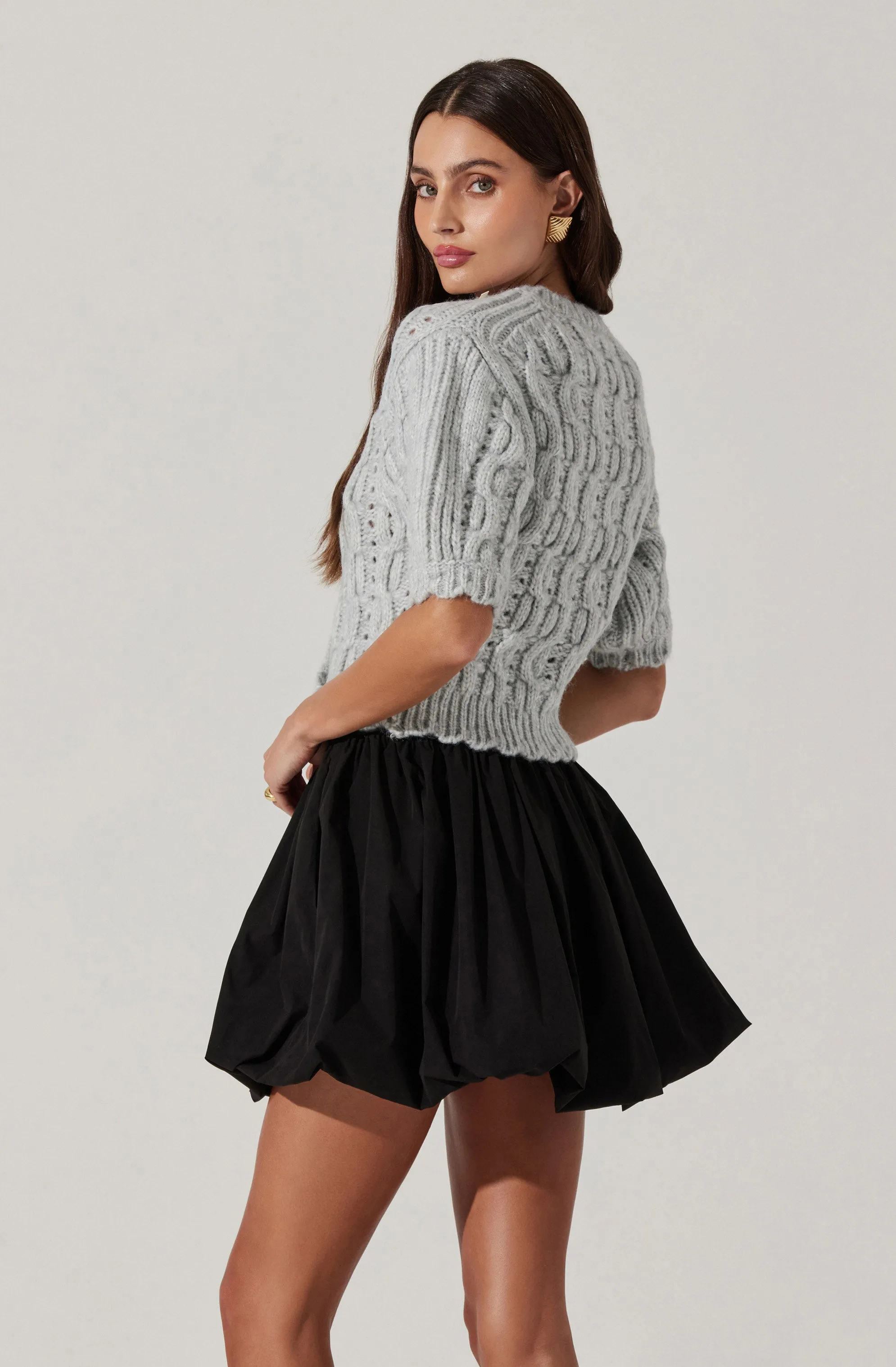 Bow Detail Cable Knit Cardigan