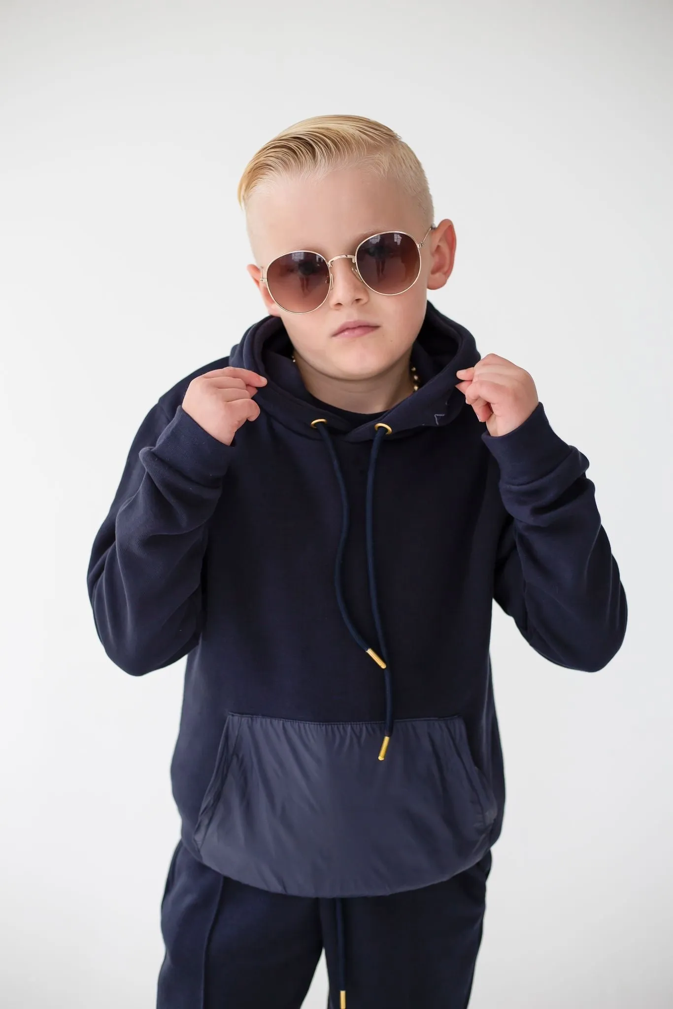 Boys Clark and Beau Navy Blue Hooded Tracksuit