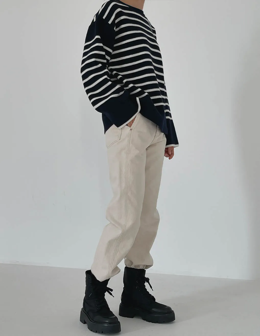 BROOKE STRIPE CREW DEEP NAVY
