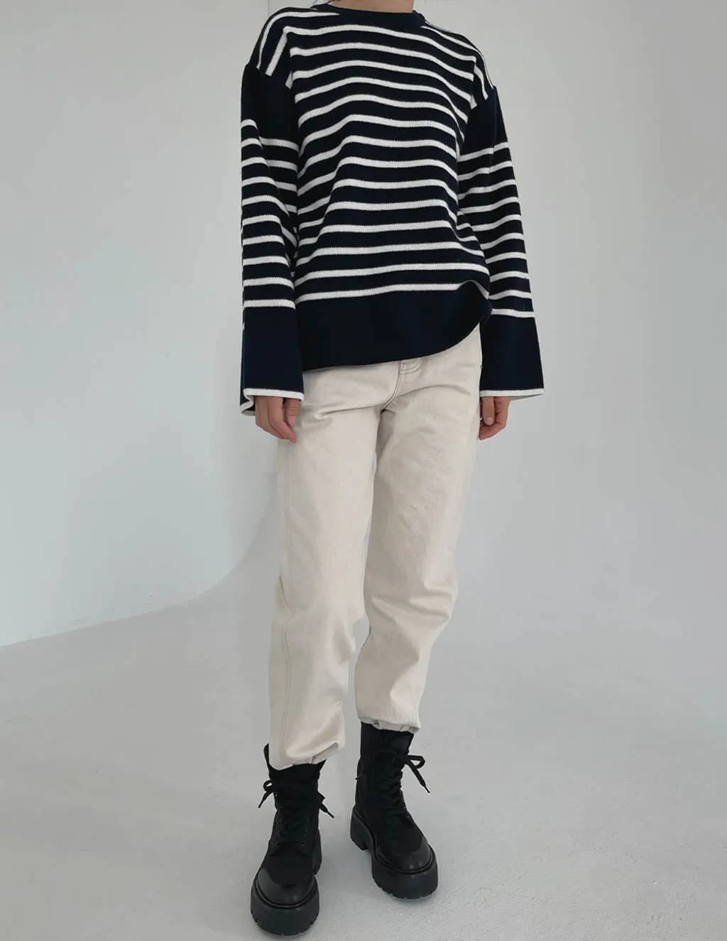 BROOKE STRIPE CREW DEEP NAVY