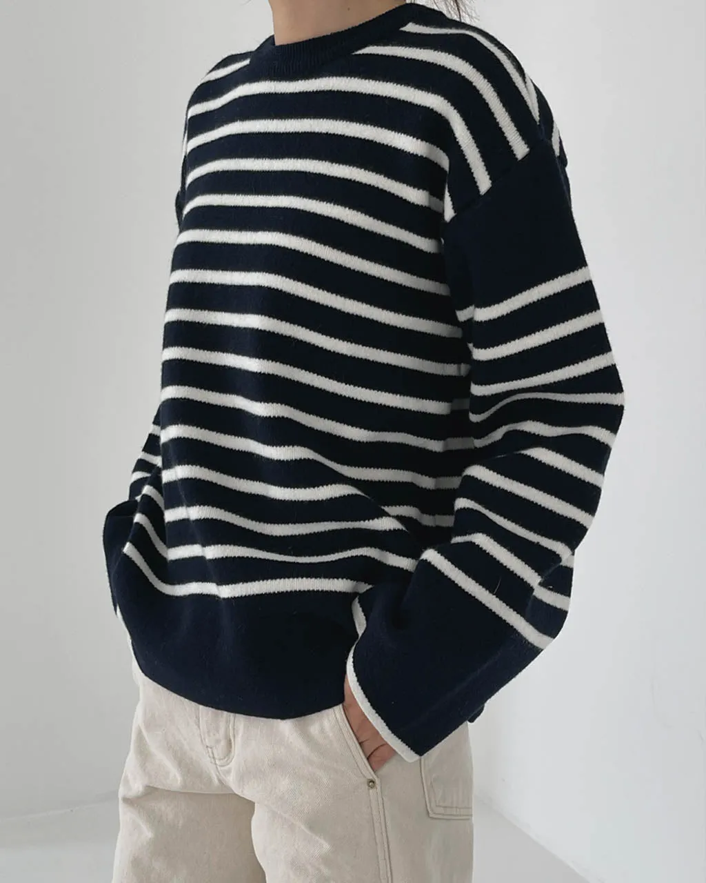 BROOKE STRIPE CREW DEEP NAVY