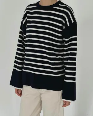 BROOKE STRIPE CREW DEEP NAVY