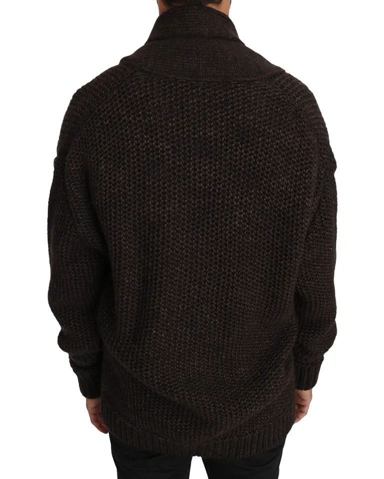 Brown Knitted Wool Button Cardigan Sweater