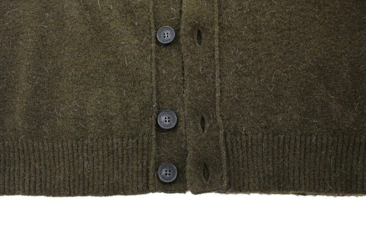 Brown stretch full button cardigan