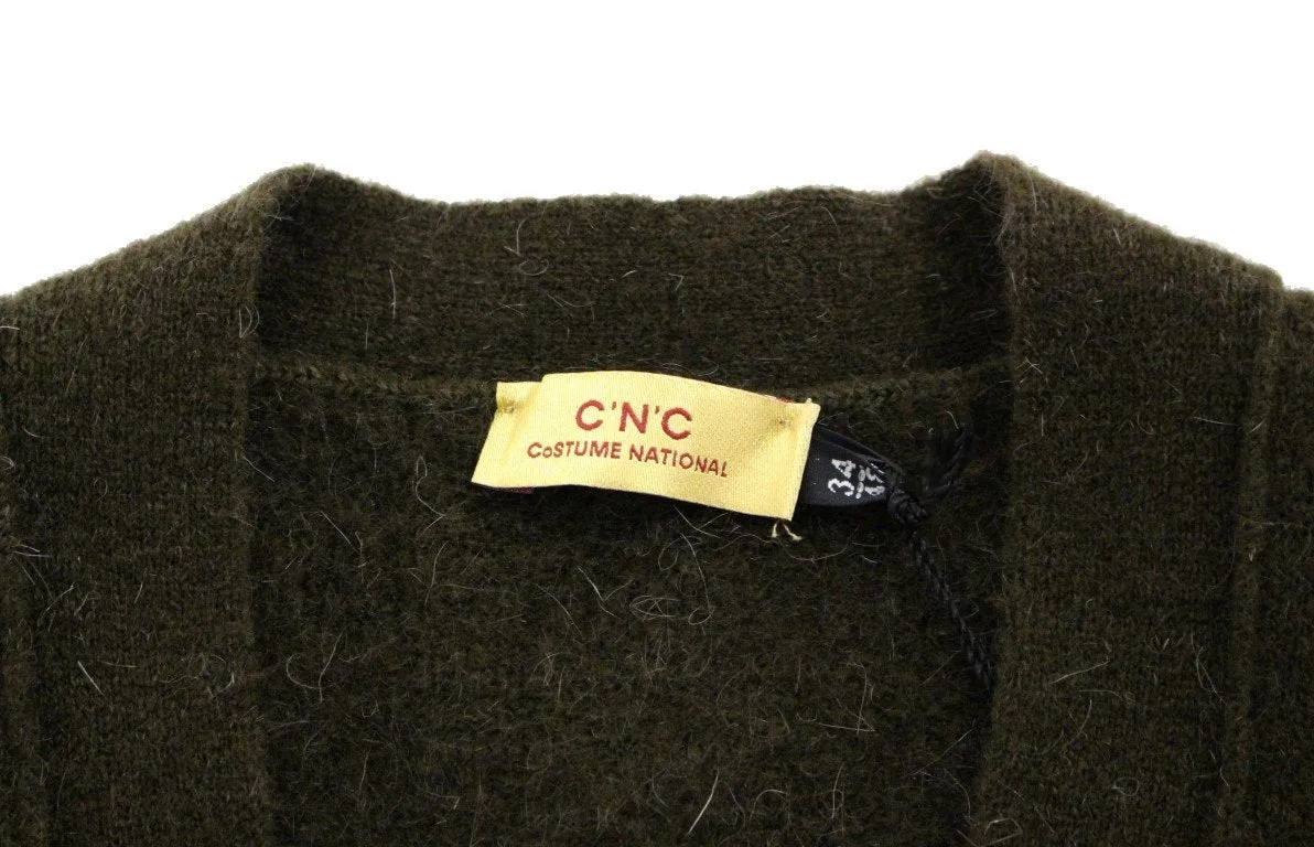 Brown stretch full button cardigan