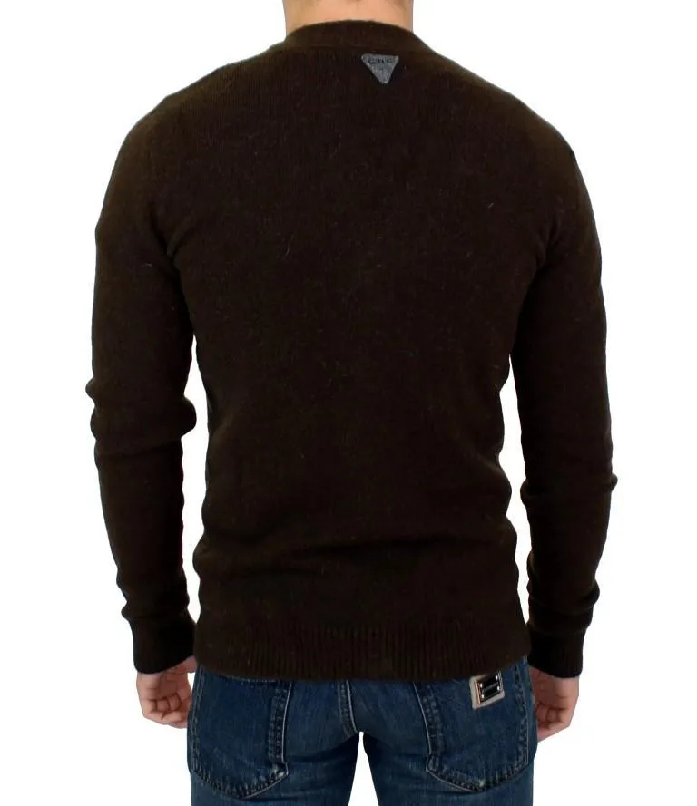 Brown stretch full button cardigan