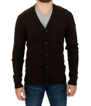 Brown stretch full button cardigan