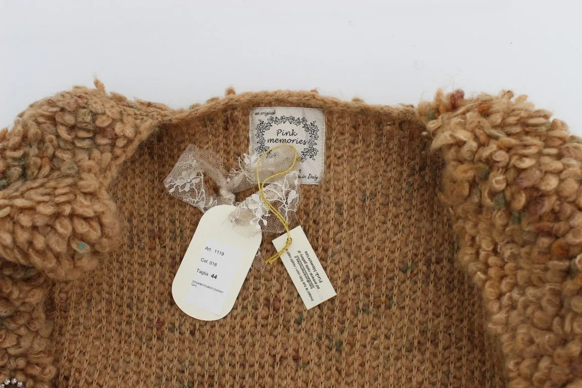 Brown Wool Blend Long Cape Sweater