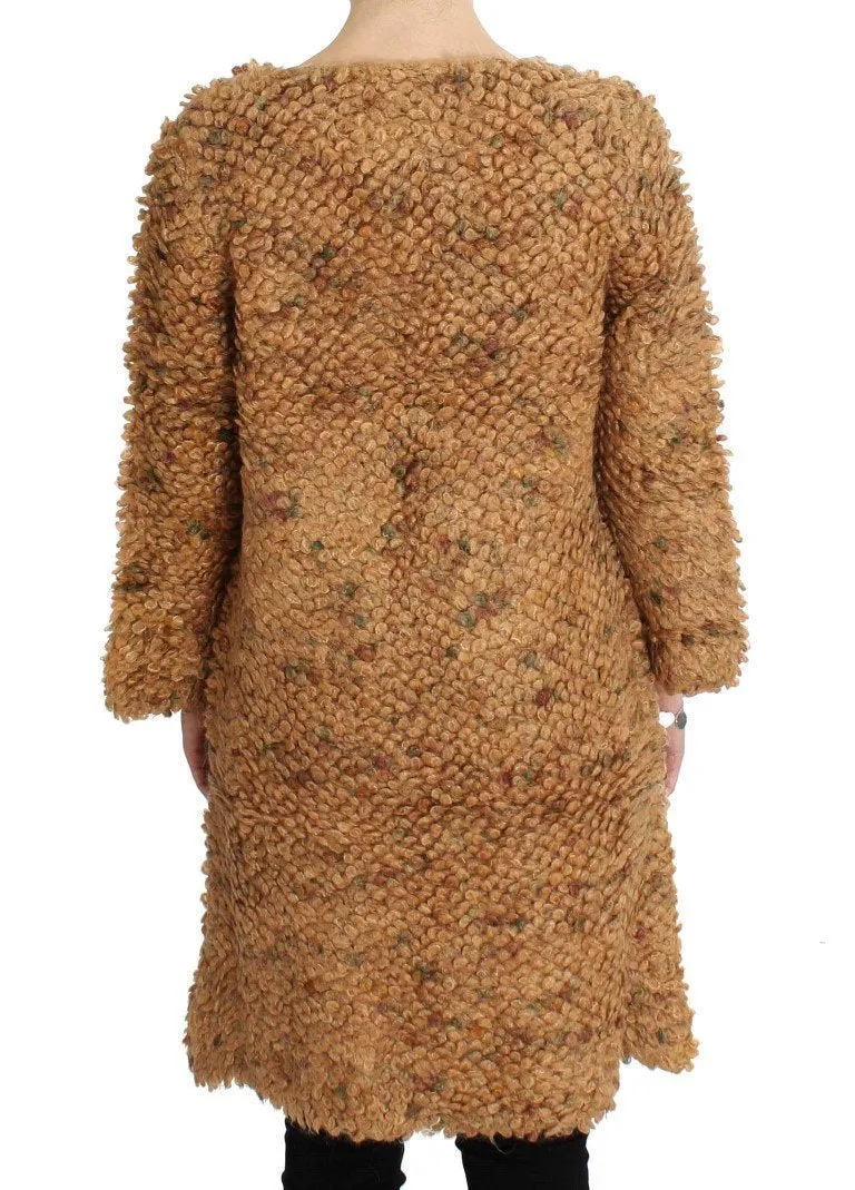 Brown Wool Blend Long Cape Sweater