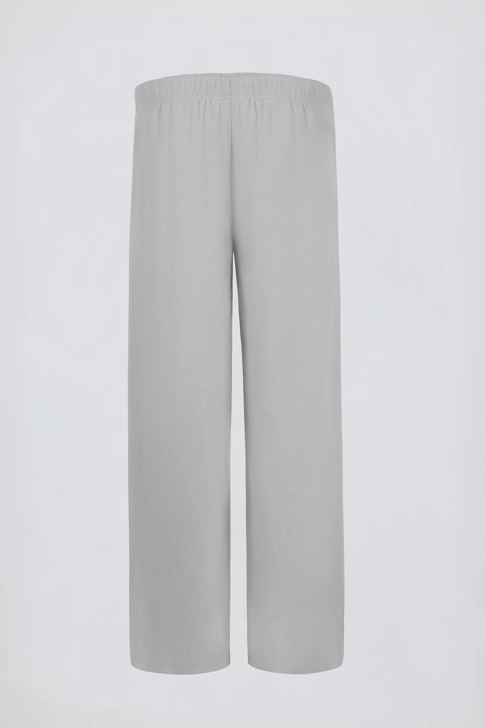 Brushed Jersey Wide-Leg Joggers in Fog Grey