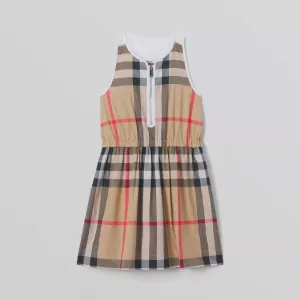 Burberry Sleeveless Check Stretch Cotton Dress